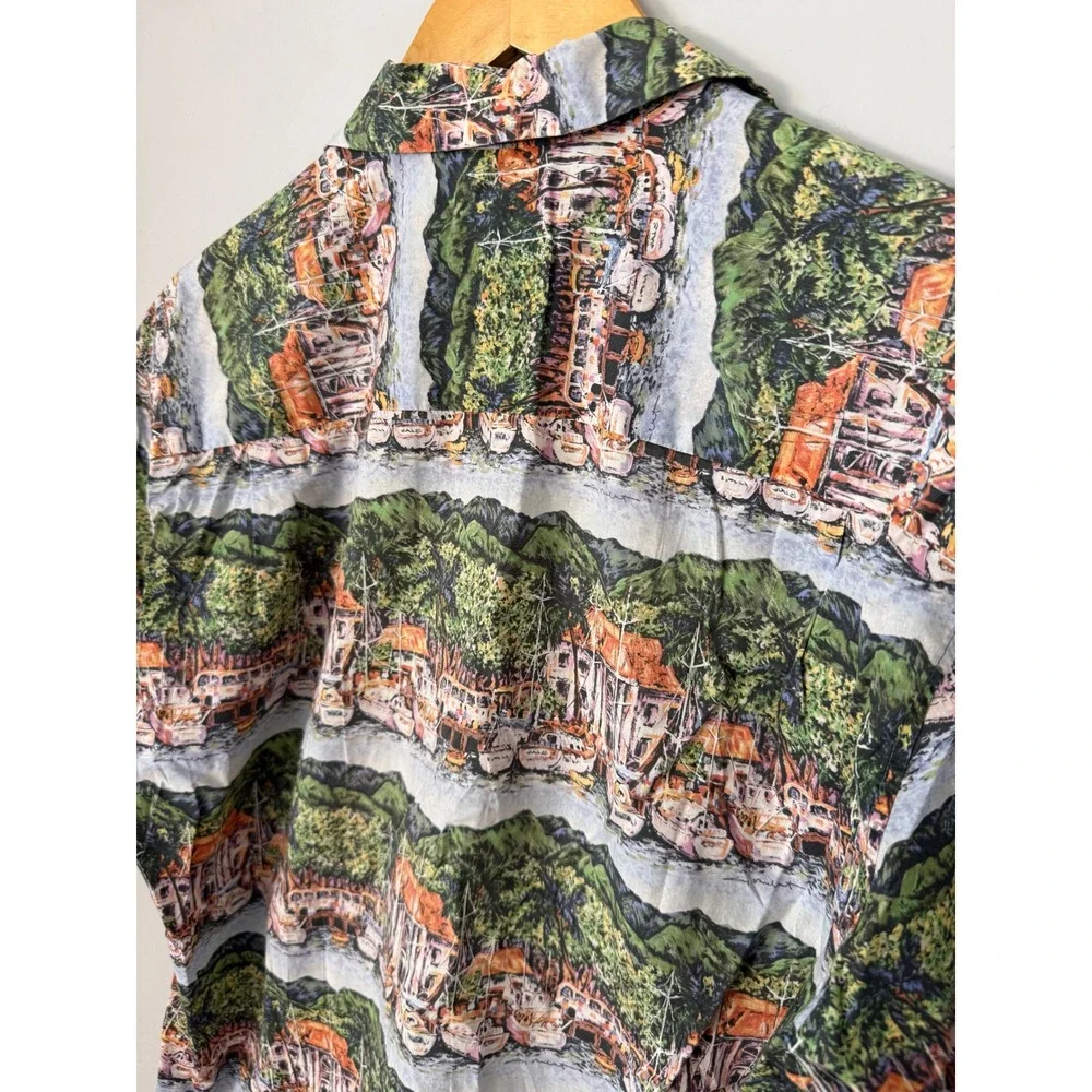 Reyn‎ Spooner Jimmy Buffett Egyptian Cotton Hawaiian Shirt Scenic Harbor Mens L